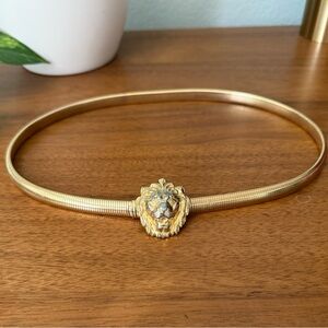 Vintage Accessocraft NYC Gold Metal Lion Head Coil Belt 
Size Small to Medium